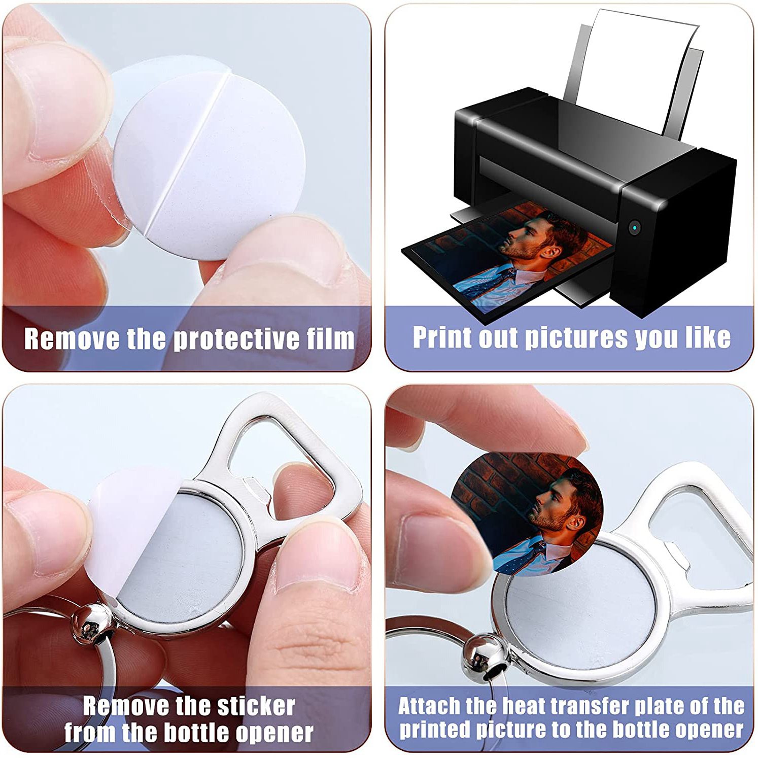 AED7-10 Pcs Sublimation Blank  - đánh giá và giá Bottle Opener Keyring